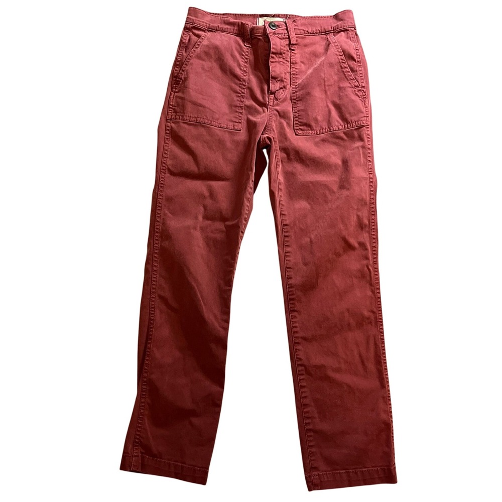 Madewell Womens Straight Leg Utility Patch Pocket Pants Cabernet Red Preppy